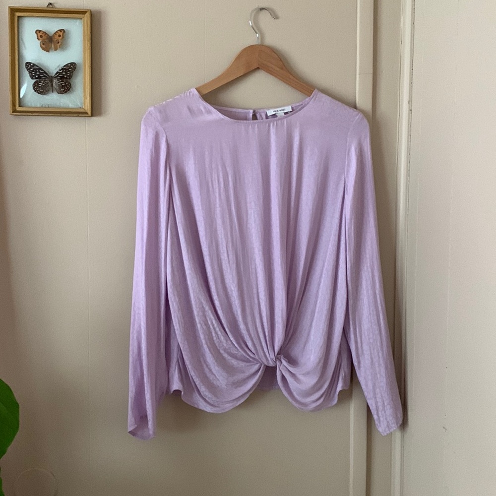 Nine West Purple Flowy Long Sleeve Top with Twist in Front Detail Size M